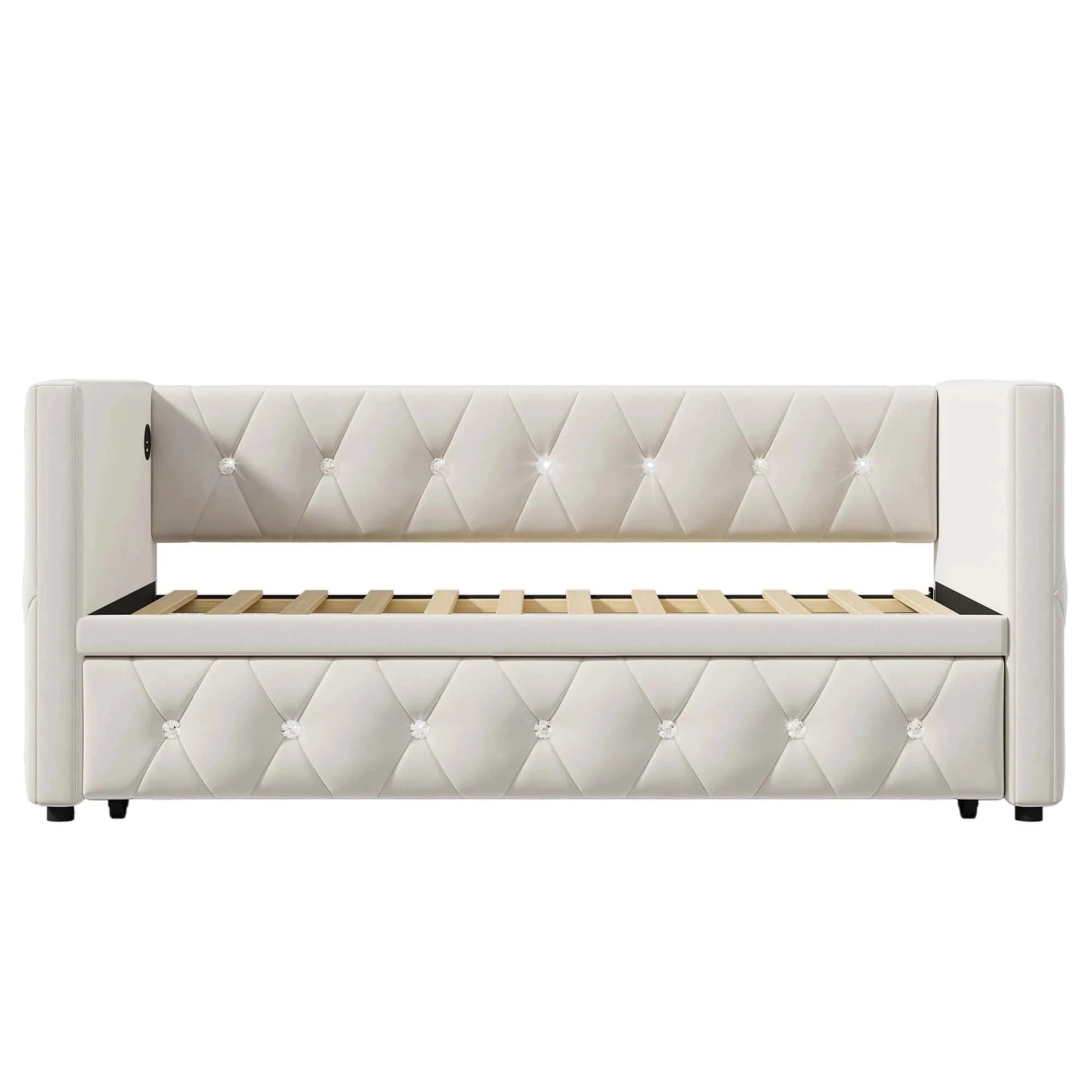 Single Upholstered Sofa Bed with Storage – 3FT Daybed Frame (No Mattress) Manwatstore