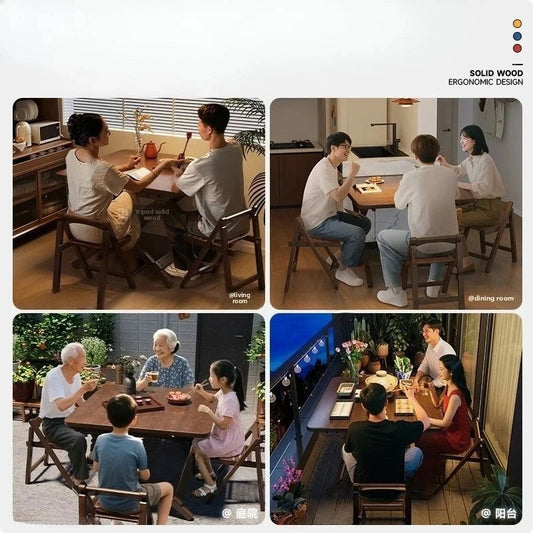 Solid Wood Foldable Dining Table for Small Apartment Outdoor Camping Food Table Easy Hand-Scraped Mahjong Table Home Furniture Manwatstore