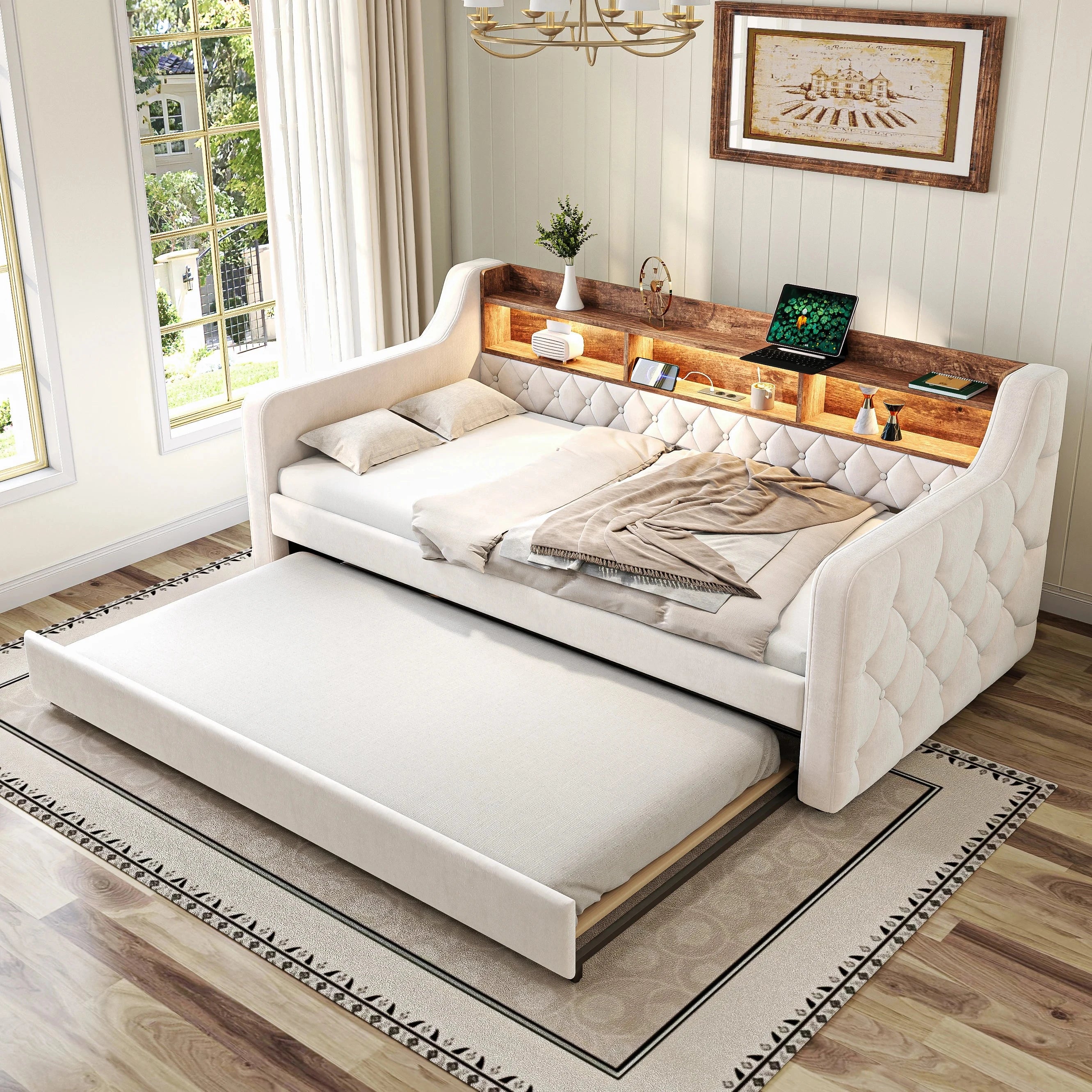 Space-Saving Velvet Sofa Bed 90×190 cm with Storage Manwatstore