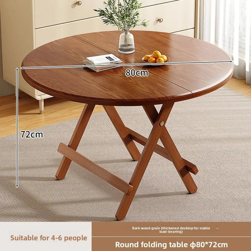 Sturdy Folding Dining Table - No Assembly Needed, Strong Stable Desk for Kitchen, Study & Office, round dining table,small table Manwatstore