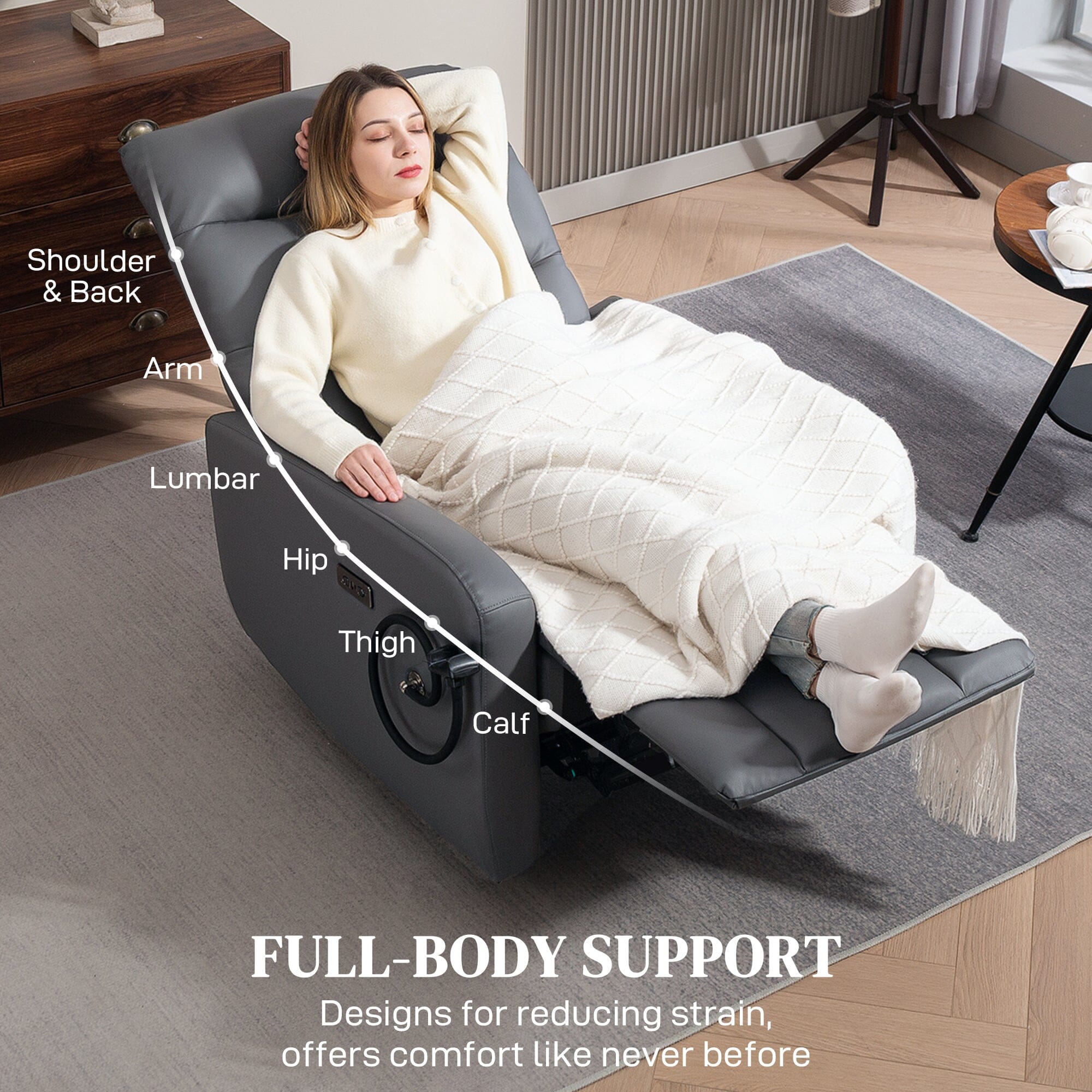 TechLounge Electric Recliner Chair with Phone Holder & USB Charging – Grey Manwatstore