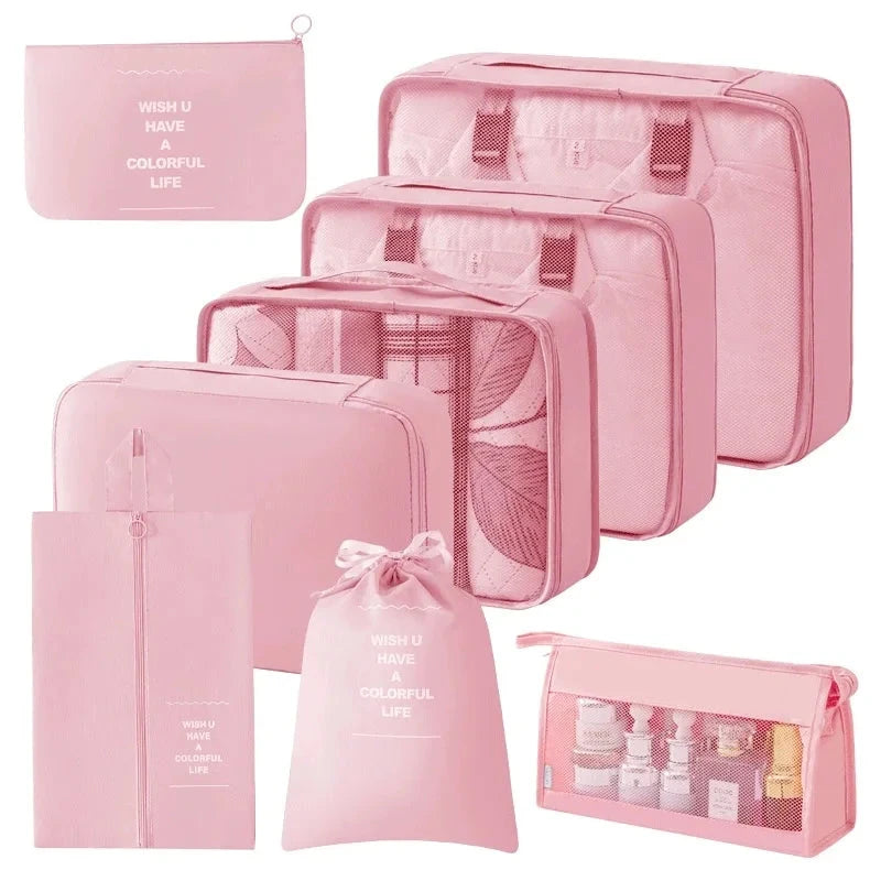 Travel Storage Bags Set 7/8/9/10-Piece Digital Toiletries Organizer Suitcase Packing Cubes for Clothes Shoes Clothes Tidy Pouch Manwatstore