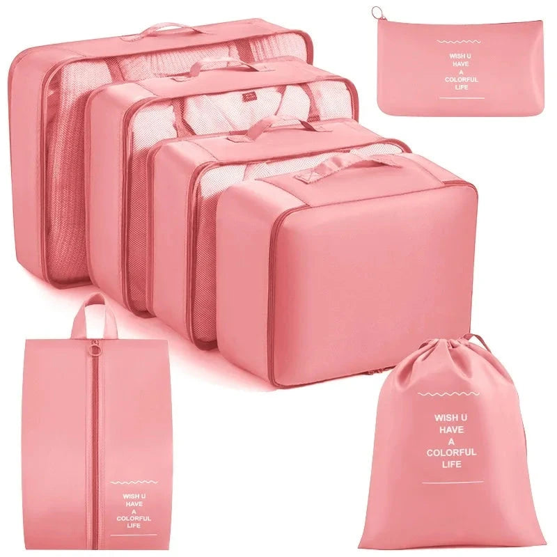 Travel Storage Bags Set 7/8/9/10-Piece Digital Toiletries Organizer Suitcase Packing Cubes for Clothes Shoes Clothes Tidy Pouch Manwatstore