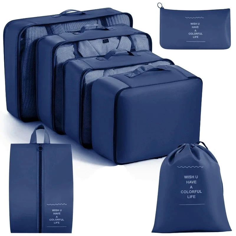 Travel Storage Bags Set 7/8/9/10-Piece Digital Toiletries Organizer Suitcase Packing Cubes for Clothes Shoes Clothes Tidy Pouch Manwatstore