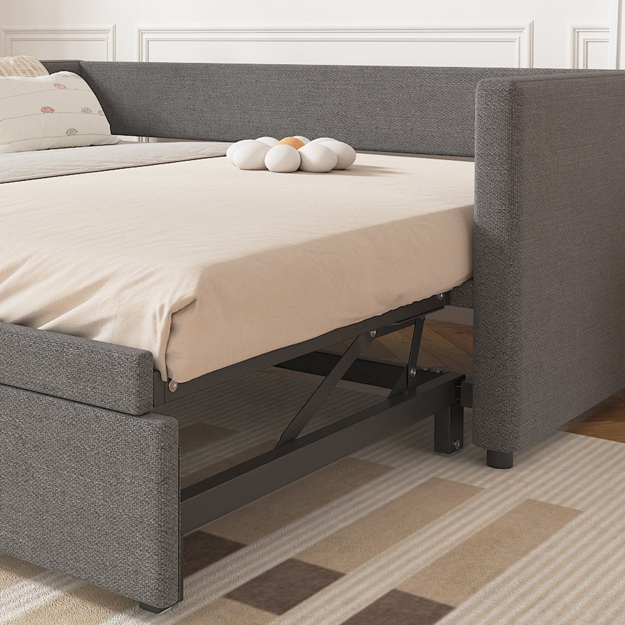 Upholstered Sofa Bed – Convertible Single to Double Bed Manwatstore