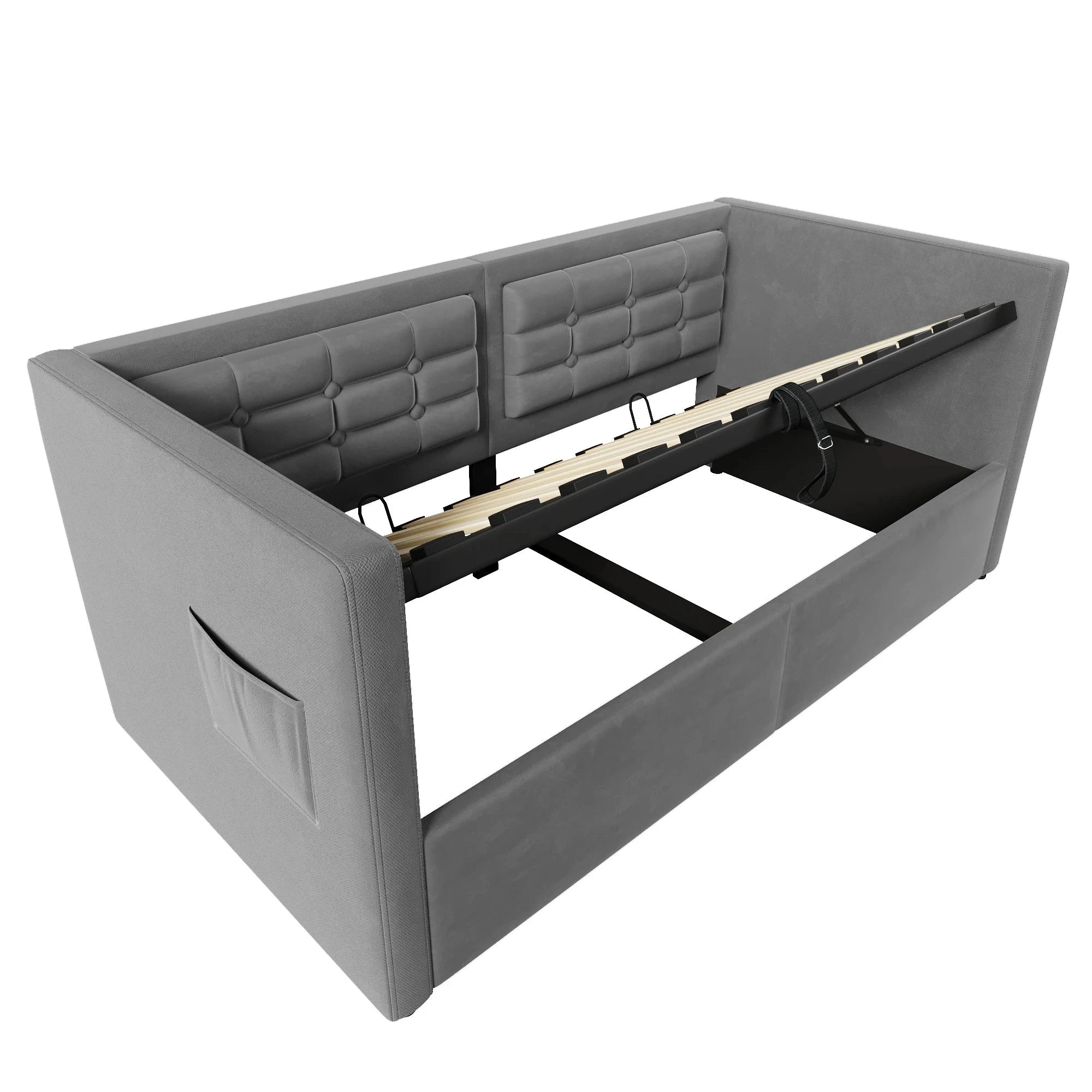 UrbanLift™ Upholstered Single Sofa Bed with Hydraulic Storage (90 × 190 cm / 3FT) Manwatstore