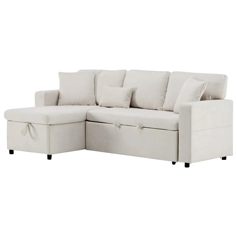 UrbanNest 3-Seater L-Shaped Corner Sofa Bed with Storage & Integrated Shelf Manwatstore