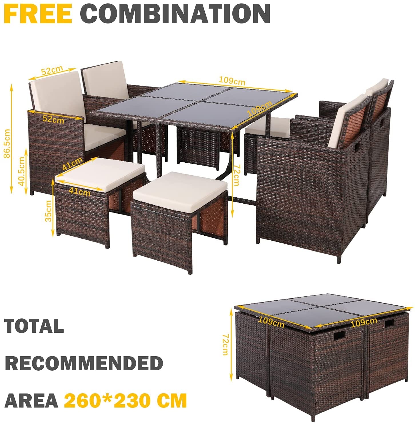 9 Piece Rattan Garden Furniture | Brown Outdoor Sofa Set Manwatstore