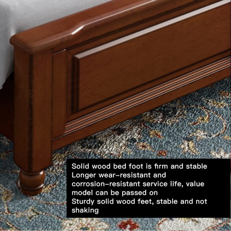 American Style Solid Wood Double Bed With Genuine Soft Leather Beds & Bed Frames Manwatstore