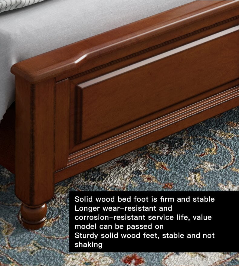 American Style Solid Wood Double Bed With Genuine Soft Leather Beds & Bed Frames Manwatstore