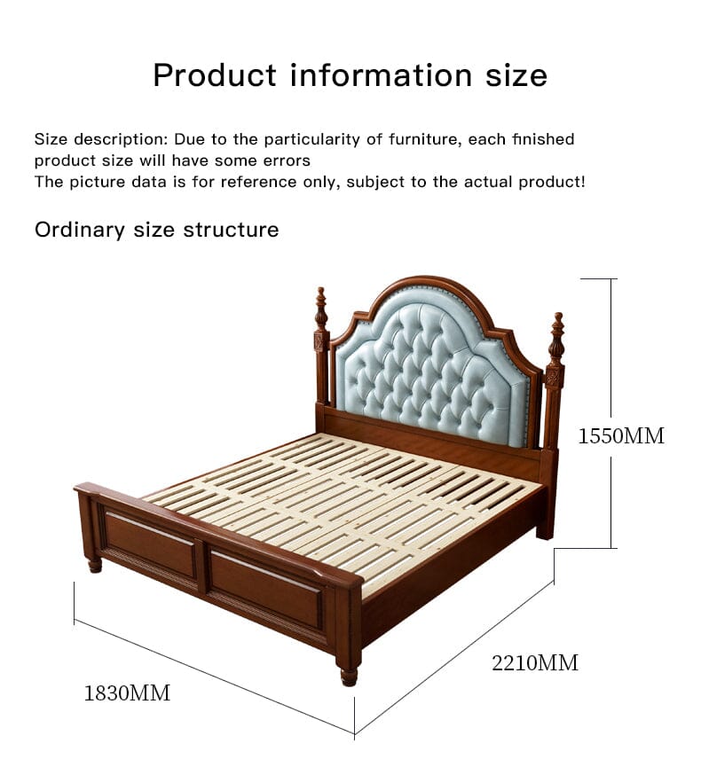 American Style Solid Wood Double Bed With Genuine Soft Leather Beds & Bed Frames Manwatstore