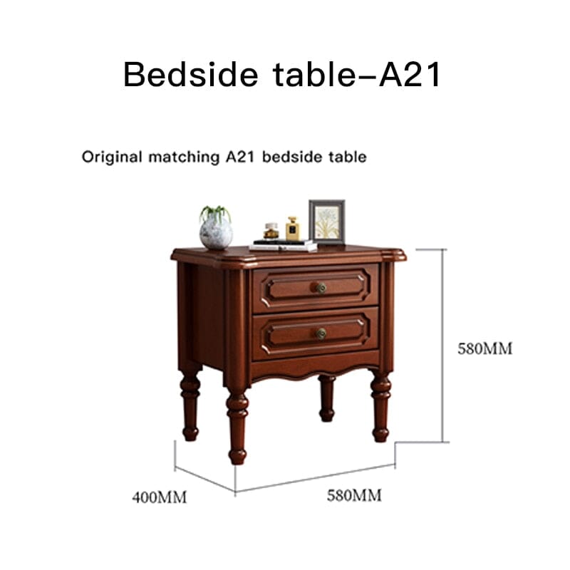 American Style Solid Wood Double Bed With Genuine Soft Leather Beds & Bed Frames Manwatstore