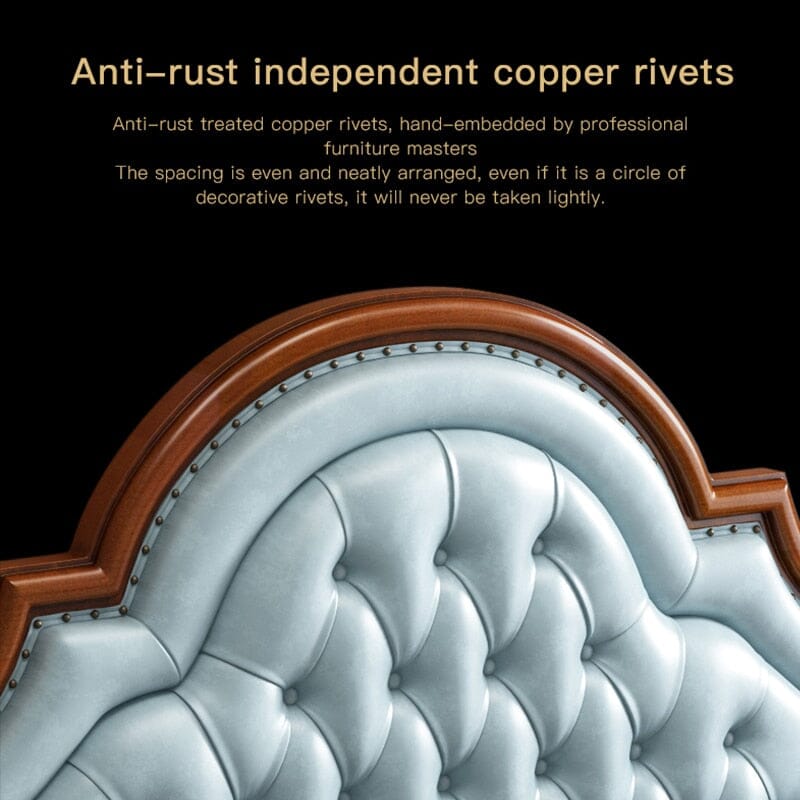 American Style Solid Wood Double Bed With Genuine Soft Leather Beds & Bed Frames Manwatstore