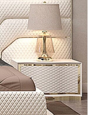 Italian Luxury King Size Bed Frame with Side Tables and Mattress Manwatstore