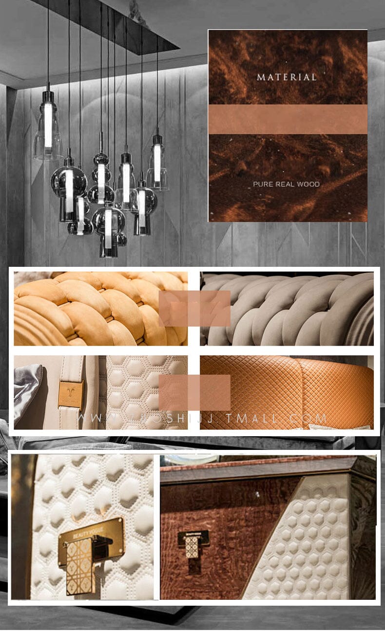 Italian Luxury King Size Bed Frame with Side Tables and Mattress Manwatstore