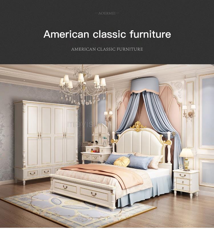 Luxury King Size Master Bed (1.8M) with Unique Design Side Tables Manwatstore