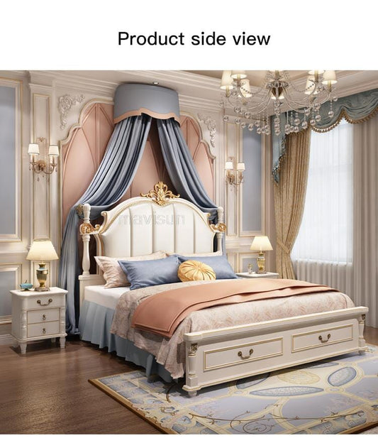 Luxury King Size Master Bed (1.8M) with Unique Design Side Tables Manwatstore