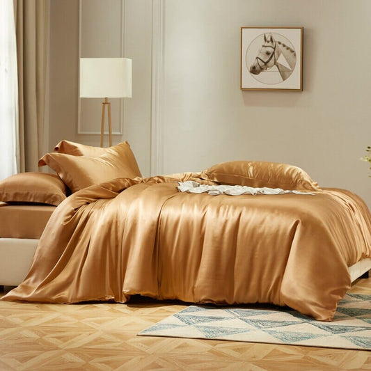 Luxury Mulberry Silk Bedding Set With Linen Pillowcases Manwatstore
