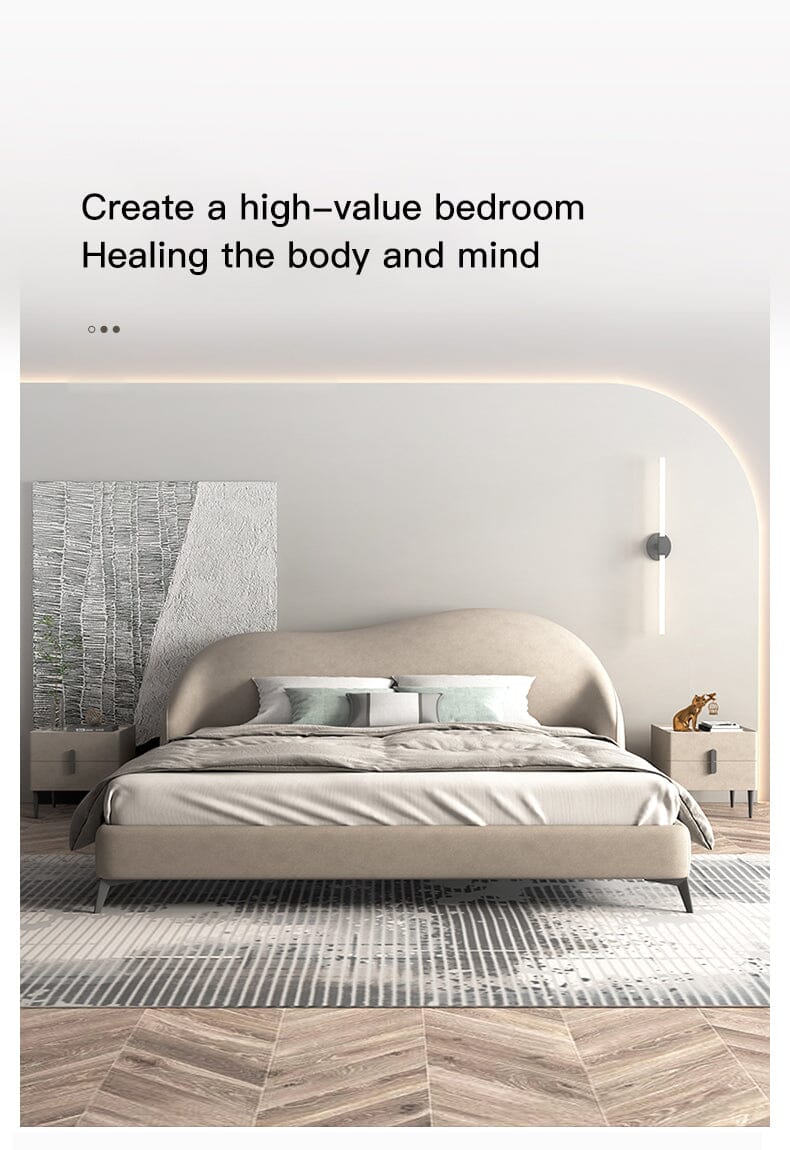 Modern Elegant King Size Beds With Genuine Leather Manwatstore