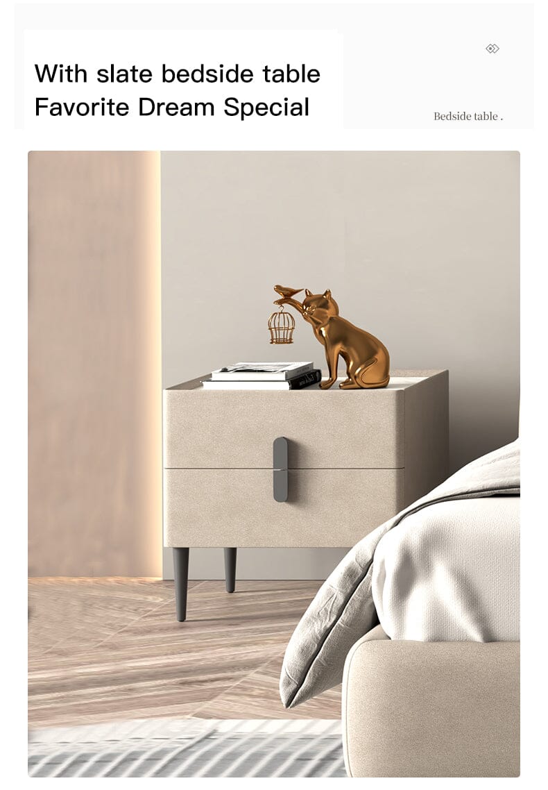 Modern Elegant King Size Beds With Genuine Leather Manwatstore