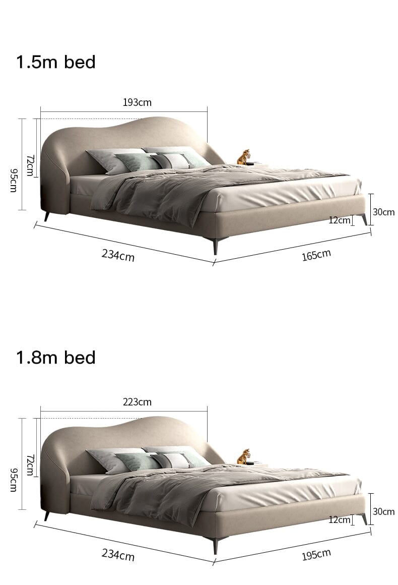 Modern Elegant King Size Beds With Genuine Leather Manwatstore