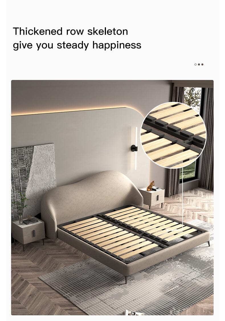 Modern Elegant King Size Beds With Genuine Leather Manwatstore