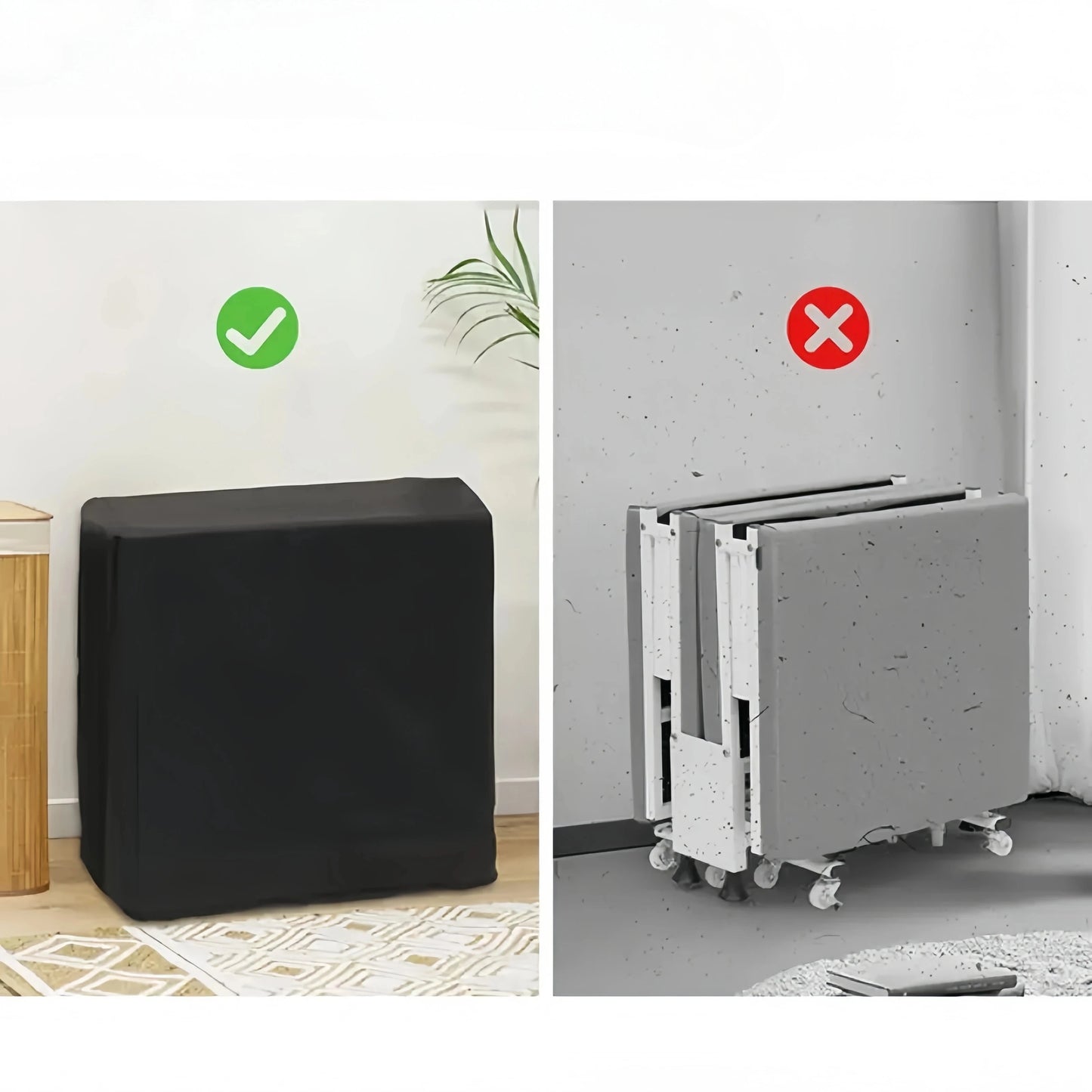 1 Dust Cover for a Folding Bed or 1 Folding Bed, Multifunctional Tech Fabric with High-Density Foam Mattress, Compact Storage Space, Single Bed, Folds into a Quarter, Easy to Assemble, with Wheels, Lightweight, Portable Iron Manwatstore