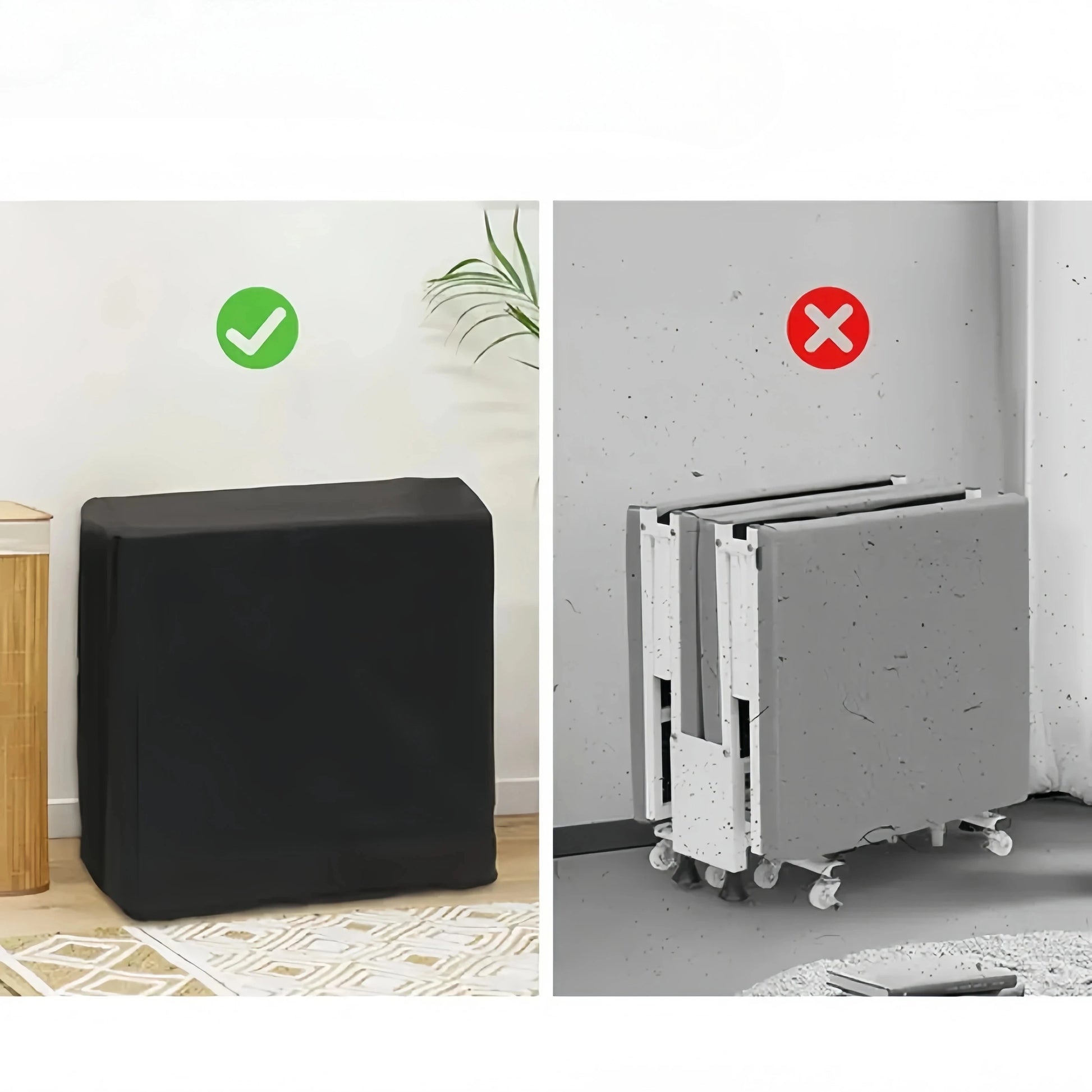 1 Dust Cover for a Folding Bed or 1 Folding Bed, Multifunctional Tech Fabric with High-Density Foam Mattress, Compact Storage Space, Single Bed, Folds into a Quarter, Easy to Assemble, with Wheels, Lightweight, Portable Iron Manwatstore