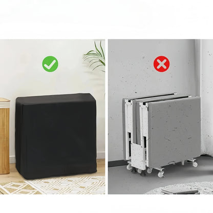 1 Dust Cover for a Folding Bed or 1 Folding Bed, Multifunctional Tech Fabric with High-Density Foam Mattress, Compact Storage Space, Single Bed, Folds into a Quarter, Easy to Assemble, with Wheels, Lightweight, Portable Iron Manwatstore