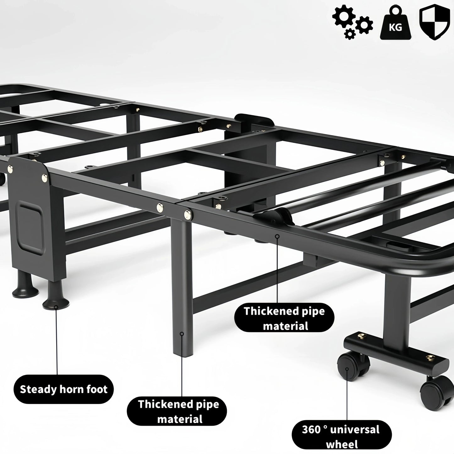 1 Dust Cover for a Folding Bed or 1 Folding Bed, Multifunctional Tech Fabric with High-Density Foam Mattress, Compact Storage Space, Single Bed, Folds into a Quarter, Easy to Assemble, with Wheels, Lightweight, Portable Iron Manwatstore
