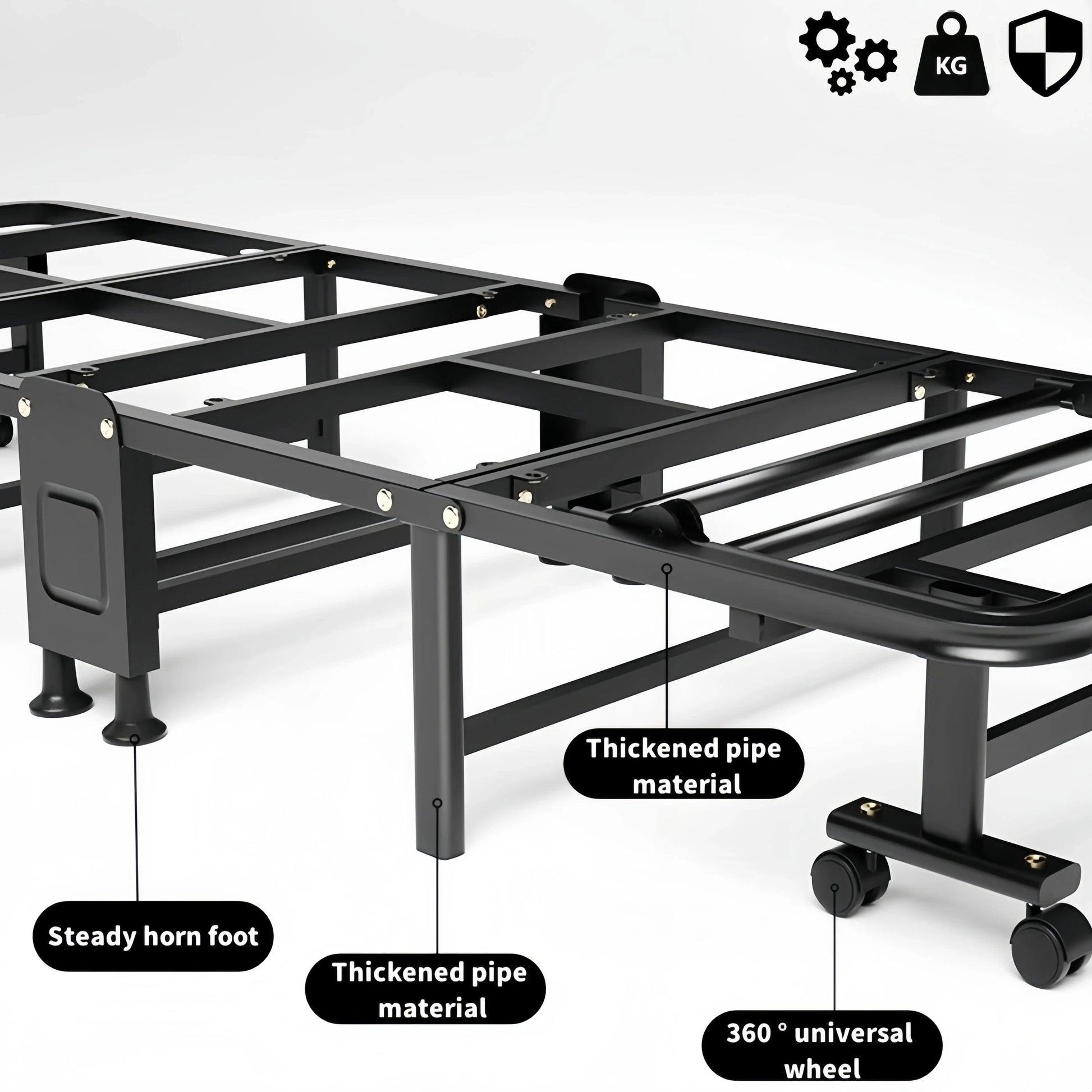 1 Dust Cover for a Folding Bed or 1 Folding Bed, Multifunctional Tech Fabric with High-Density Foam Mattress, Compact Storage Space, Single Bed, Folds into a Quarter, Easy to Assemble, with Wheels, Lightweight, Portable Iron Manwatstore