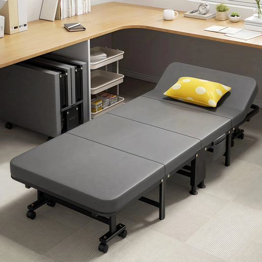 1 Dust Cover for a Folding Bed or 1 Folding Bed, Multifunctional Tech Fabric with High-Density Foam Mattress, Compact Storage Space, Single Bed, Folds into a Quarter, Easy to Assemble, with Wheels, Lightweight, Portable Iron Manwatstore