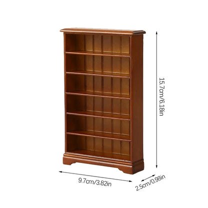 1/12 Multifunction Wood Cabinet Bookcase Cabinet Miniature Furniture Handcrafted Wall Cabinet Dollhouse Manwatstore