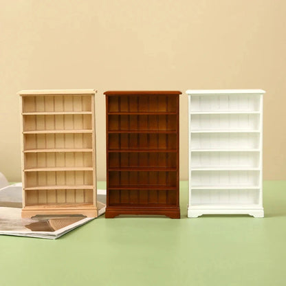 1/12 Multifunction Wood Cabinet Bookcase Cabinet Miniature Furniture Handcrafted Wall Cabinet Dollhouse Manwatstore