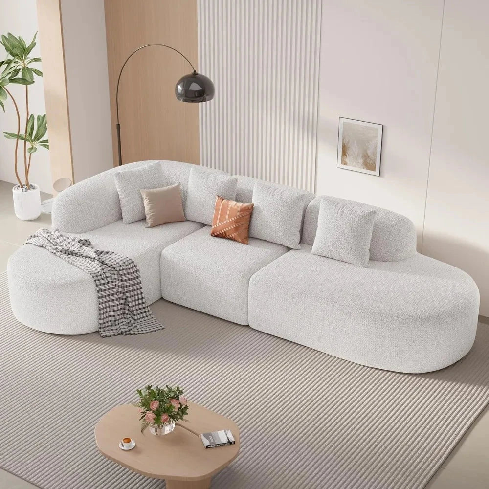 114-inch Frameless Sofa, Modern Modular Sofa with Chaise Lounge, L-shaped Cloud-shaped Sofa Manwatstore