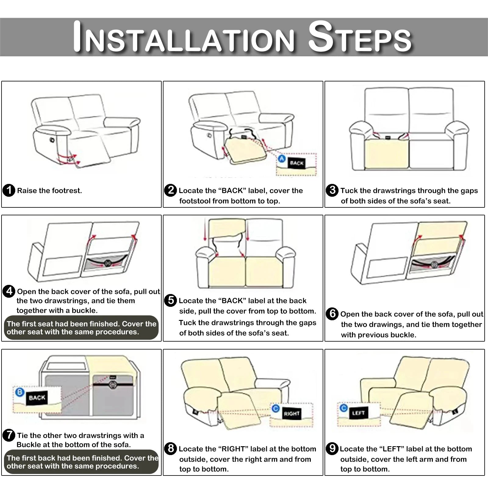 1/2/3 Seater Recliner Sofa Slipcovers Elastic Couch Protector Stretch Recliner Armchair Covers Furniture Chaise Lounge Covers Manwatstore
