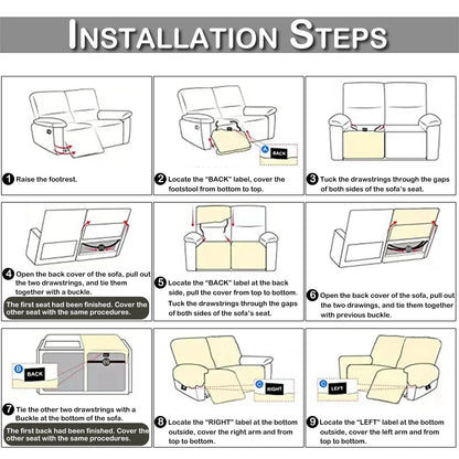 1/2/3 Seater Recliner Sofa Slipcovers Elastic Couch Protector Stretch Recliner Armchair Covers Furniture Chaise Lounge Covers Manwatstore