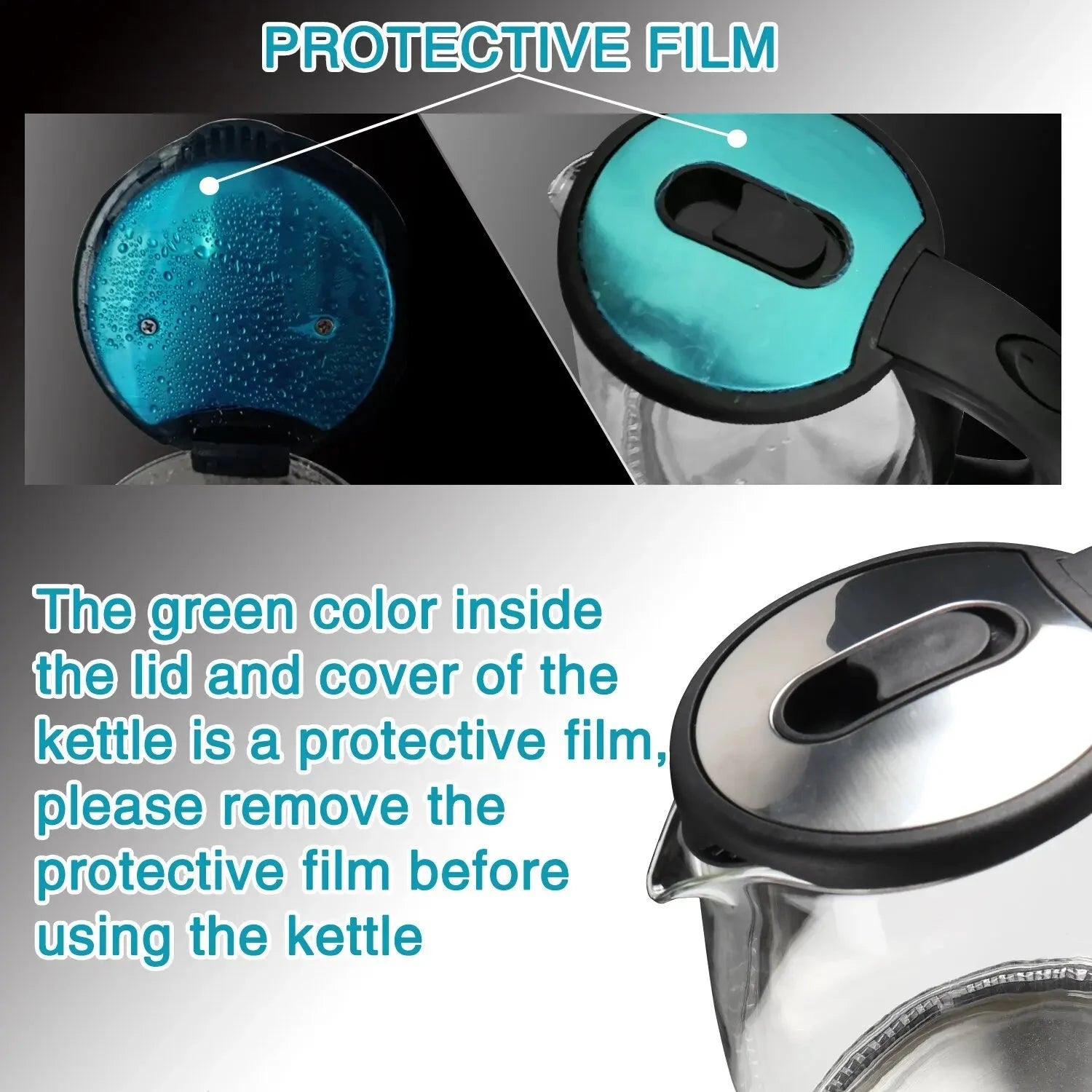 1.8L Glass Electric Kettle Fast Boil 1800W with Blue LED Light, Auto Shut-Off &amp; Dry Boil Protection (220V) Manwatstore