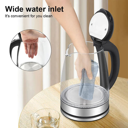 1.8L Glass Electric Kettle Fast Boil 1800W with Blue LED Light, Auto Shut-Off &amp; Dry Boil Protection (220V) Manwatstore