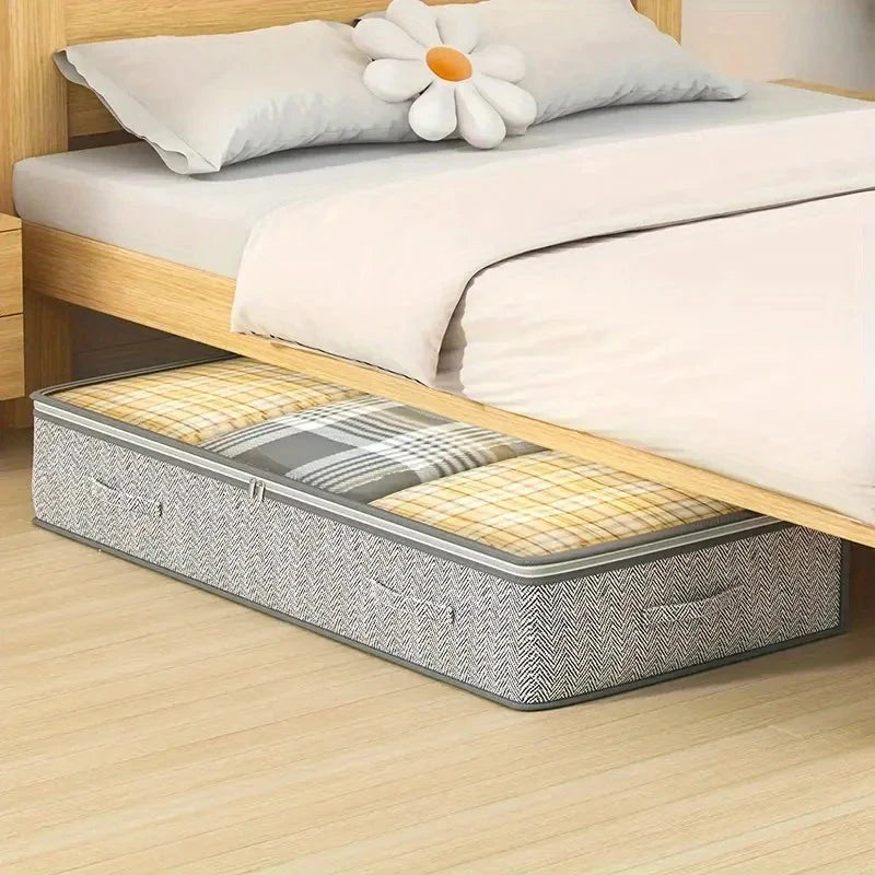 1pc bed bottom storage bag, transparent design with visible window, can be used for clothes, blankets, blankets, moving bags Manwatstore