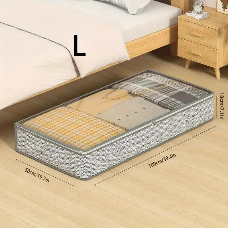 1pc bed bottom storage bag, transparent design with visible window, can be used for clothes, blankets, blankets, moving bags Manwatstore