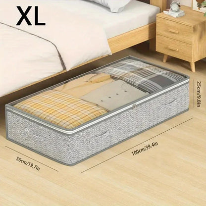 1pc bed bottom storage bag, transparent design with visible window, can be used for clothes, blankets, blankets, moving bags Manwatstore