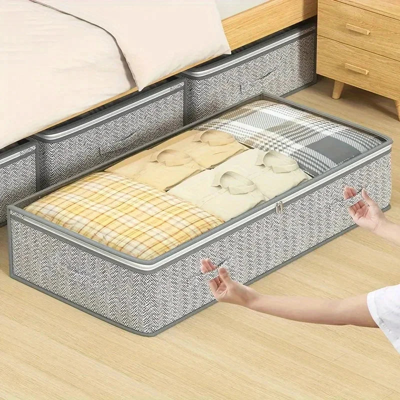 1pc bed bottom storage bag, transparent design with visible window, can be used for clothes, blankets, blankets, moving bags Manwatstore