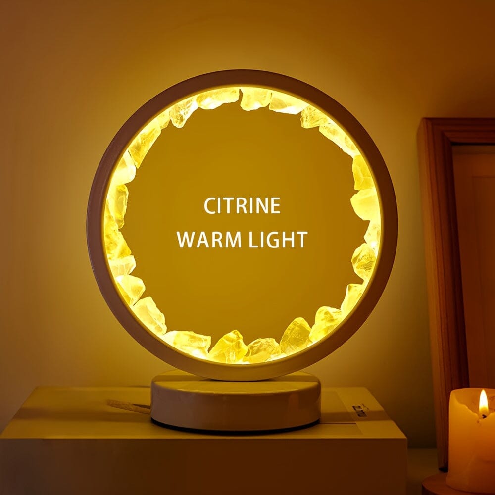 1pc, Rechargeable LED Bedside Lamp with Natural Quartz Amethyst Cluster - Soothing Night Light for Bedroom and Desk - Decorative Circle Lights Manwatstore