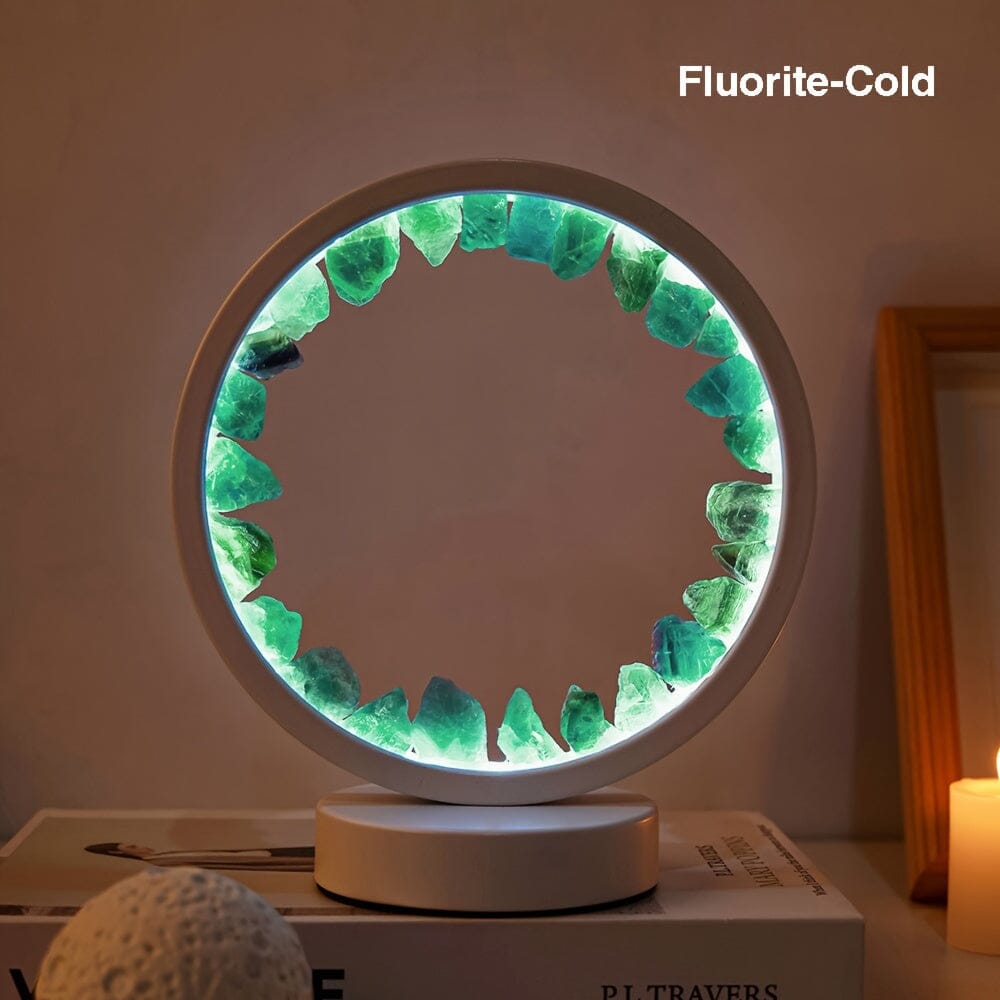 1pc, Rechargeable LED Bedside Lamp with Natural Quartz Amethyst Cluster - Soothing Night Light for Bedroom and Desk - Decorative Circle Lights Manwatstore