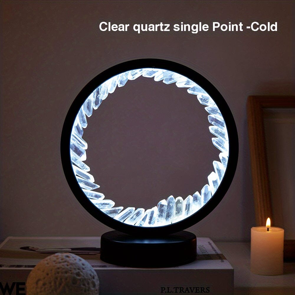 1pc, Rechargeable LED Bedside Lamp with Natural Quartz Amethyst Cluster - Soothing Night Light for Bedroom and Desk - Decorative Circle Lights Manwatstore