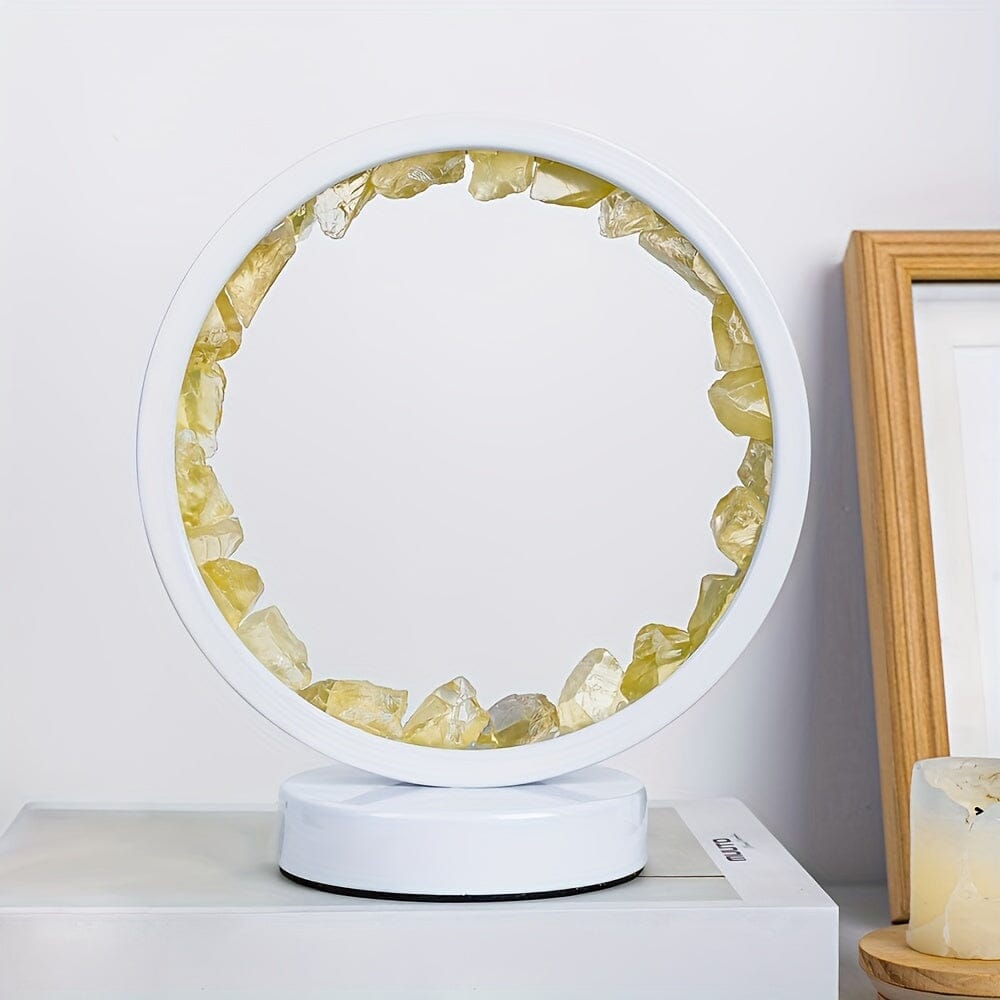 1pc, Rechargeable LED Bedside Lamp with Natural Quartz Amethyst Cluster - Soothing Night Light for Bedroom and Desk - Decorative Circle Lights Manwatstore