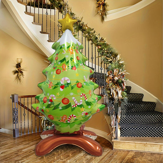 1pc/2pcs Standing Christmas Tree Aluminum Balloon, Christmas Party Decorative Supplies Santa Claus Aluminum Foil Balloon Christmas Balloon Decoration, Christmas Ornaments Manwatstore