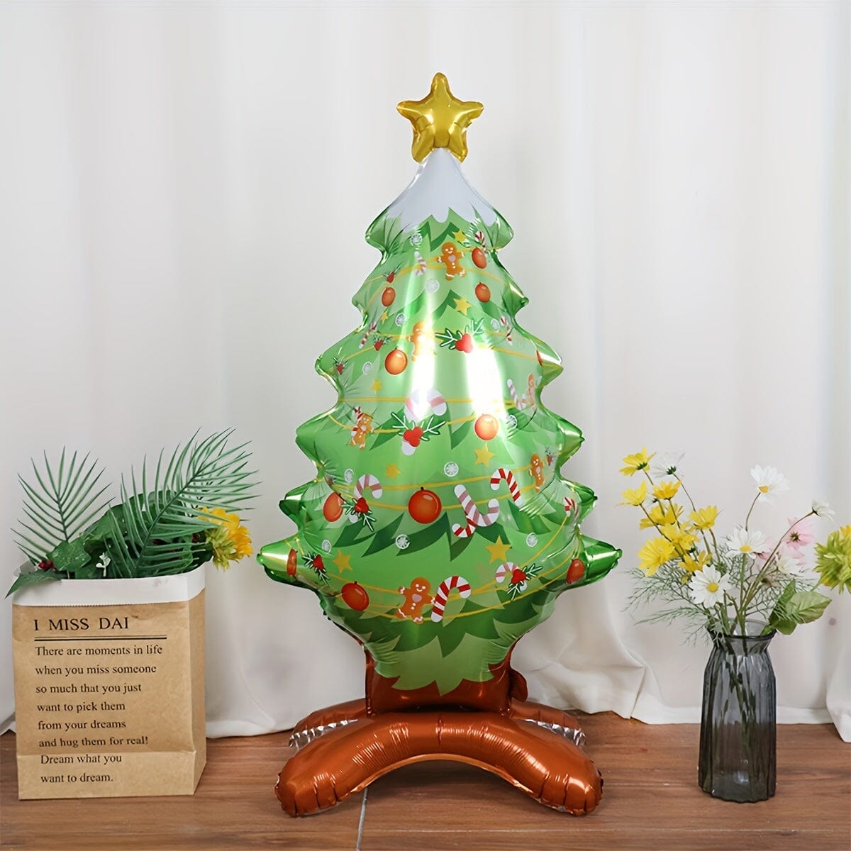 1pc/2pcs Standing Christmas Tree Aluminum Balloon, Christmas Party Decorative Supplies Santa Claus Aluminum Foil Balloon Christmas Balloon Decoration, Christmas Ornaments Manwatstore