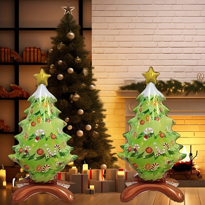 1pc/2pcs Standing Christmas Tree Aluminum Balloon, Christmas Party Decorative Supplies Santa Claus Aluminum Foil Balloon Christmas Balloon Decoration, Christmas Ornaments Manwatstore